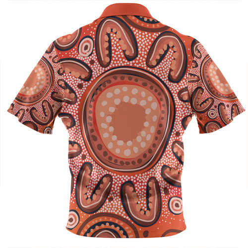 Australia Dot Painting Inspired Aboriginal Zip Polo Shirt - Big Flower Painting With Aboriginal Dot Zip Polo Shirt Australia Dot Painting Inspired Aboriginal Zip Polo Shirt - Big Flower Painting With Aboriginal Dot Zip Polo Shirt
