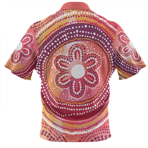 Australia Dot Painting Inspired Aboriginal Zip Polo Shirt - Aboriginal Style Dot Zip Polo Shirt Australia Dot Painting Inspired Aboriginal Zip Polo Shirt - Aboriginal Style Dot Zip Polo Shirt
