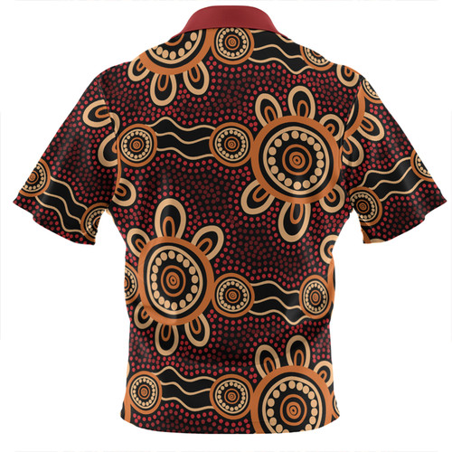 Australia Dot Painting Inspired Aboriginal Zip Polo Shirt - Aboriginal Dot Pattern Painting Art Zip Polo Shirt Australia Dot Painting Inspired Aboriginal Zip Polo Shirt - Aboriginal Dot Pattern Painting Art Zip Polo Shirt