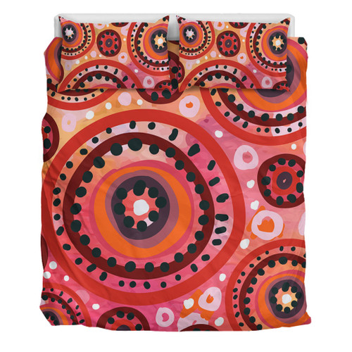 Australia Dot Painting Inspired Aboriginal Bedding Set - Circle In The Aboriginal Dot Art Style Bedding Set Australia Dot Painting Inspired Aboriginal Bedding Set - Circle In The Aboriginal Dot Art Style Bedding Set