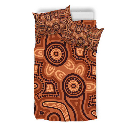Australia Dot Painting Inspired Aboriginal Bedding Set - Brown Aboriginal Australian Art With Boomerang Bedding Set Australia Dot Painting Inspired Aboriginal Bedding Set - Brown Aboriginal Australian Art With Boomerang Bedding Set
