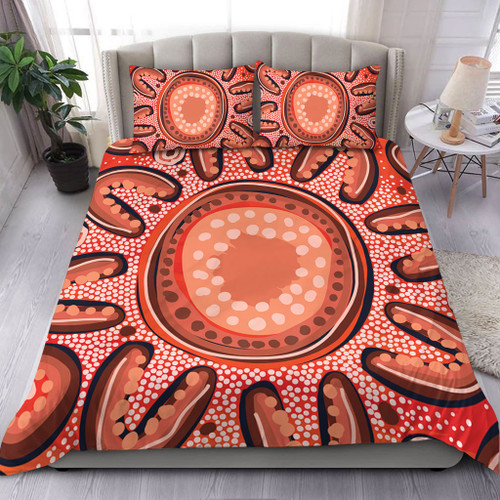 Australia Dot Painting Inspired Aboriginal Bedding Set - Big Flower Painting With Aboriginal Dot Bedding Set