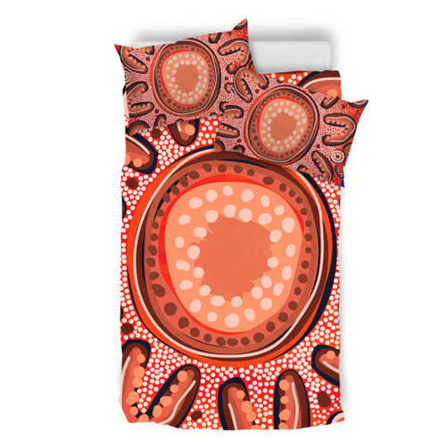 Australia Dot Painting Inspired Aboriginal Bedding Set - Big Flower Painting With Aboriginal Dot Bedding Set