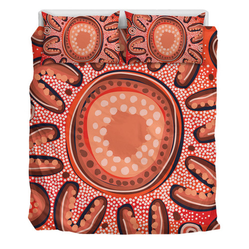 Australia Dot Painting Inspired Aboriginal Bedding Set - Big Flower Painting With Aboriginal Dot Bedding Set