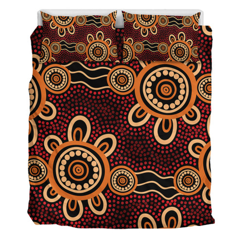 Australia Dot Painting Inspired Aboriginal Bedding Set - Aboriginal Dot Pattern Painting Art Bedding Set