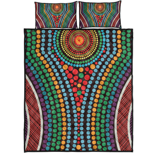 Australia Dot Painting Inspired Aboriginal Quilt Bed Set - Dot Color In The Aboriginal Style Quilt Bed Set Australia Dot Painting Inspired Aboriginal Quilt Bed Set - Dot Color In The Aboriginal Style Quilt Bed Set