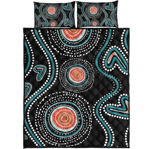 Australia Dot Painting Inspired Aboriginal Quilt Bed Set - Aboriginal Green Dot Patterns Art Painting Quilt Bed Set Australia Dot Painting Inspired Aboriginal Quilt Bed Set - Aboriginal Green Dot Patterns Art Painting Quilt Bed Set