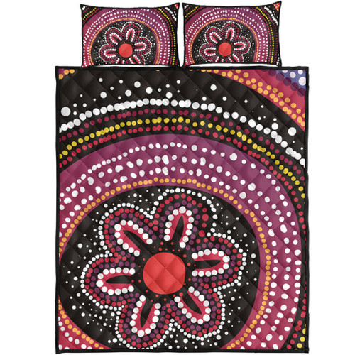 Australia Dot Painting Inspired Aboriginal Quilt Bed Set - Aboriginal Color Dot Inspired Quilt Bed Set Australia Dot Painting Inspired Aboriginal Quilt Bed Set - Aboriginal Color Dot Inspired Quilt Bed Set