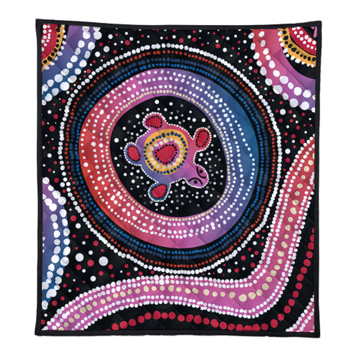 Australia Dot Painting Inspired Aboriginal Quilt - Turtles With Dot In Aboriginal Quilt Australia Dot Painting Inspired Aboriginal Quilt - Turtles With Dot In Aboriginal Quilt