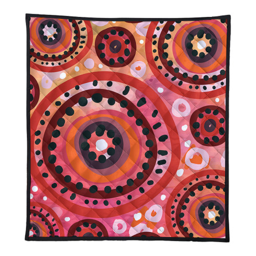 Australia Dot Painting Inspired Aboriginal Quilt - Circle In The Aboriginal Dot Art Style Quilt Australia Dot Painting Inspired Aboriginal Quilt - Circle In The Aboriginal Dot Art Style Quilt