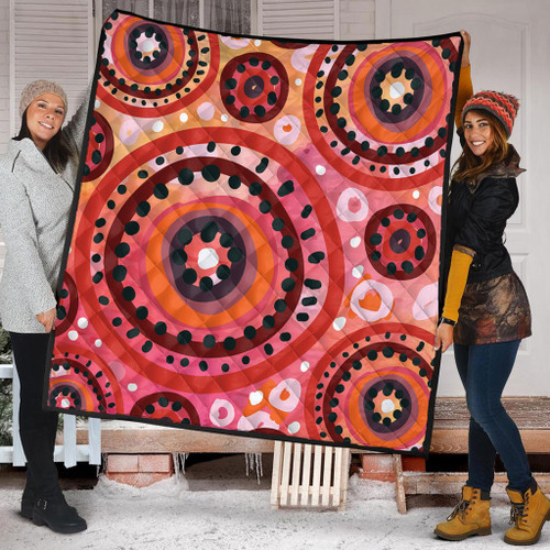 Australia Dot Painting Inspired Aboriginal Quilt - Circle In The Aboriginal Dot Art Style Quilt