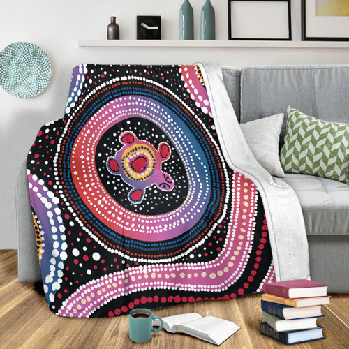 Australia Dot Painting Inspired Aboriginal Blanket - Turtles With Dot In Aboriginal Blanket Australia Dot Painting Inspired Aboriginal Blanket - Turtles With Dot In Aboriginal Blanket