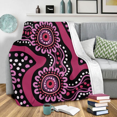 Australia Dot Painting Inspired Aboriginal Blanket - Pink Flowers Aboriginal Dot Art Blanket