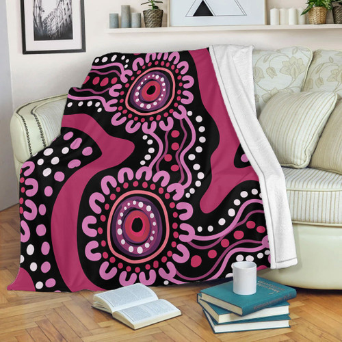 Australia Dot Painting Inspired Aboriginal Blanket - Pink Flowers Aboriginal Dot Art Blanket