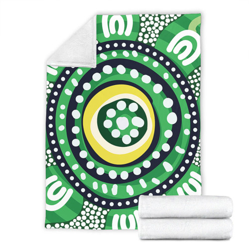 Australia Dot Painting Inspired Aboriginal Blanket - Green Aboriginal Inspired Dot Art Blanket Australia Dot Painting Inspired Aboriginal Blanket - Green Aboriginal Inspired Dot Art Blanket