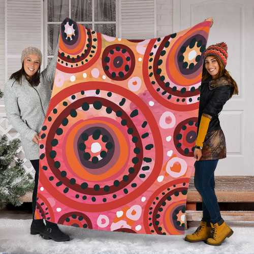 Australia Dot Painting Inspired Aboriginal Blanket - Circle In The Aboriginal Dot Art Style Blanket Australia Dot Painting Inspired Aboriginal Blanket - Circle In The Aboriginal Dot Art Style Blanket