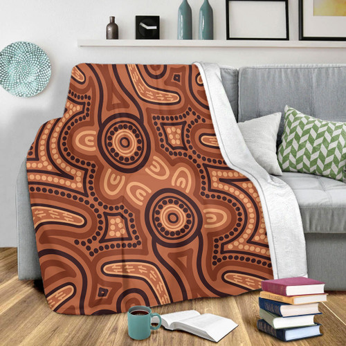 Australia Dot Painting Inspired Aboriginal Blanket - Brown Aboriginal Australian Art With Boomerang Blanket Australia Dot Painting Inspired Aboriginal Blanket - Brown Aboriginal Australian Art With Boomerang Blanket