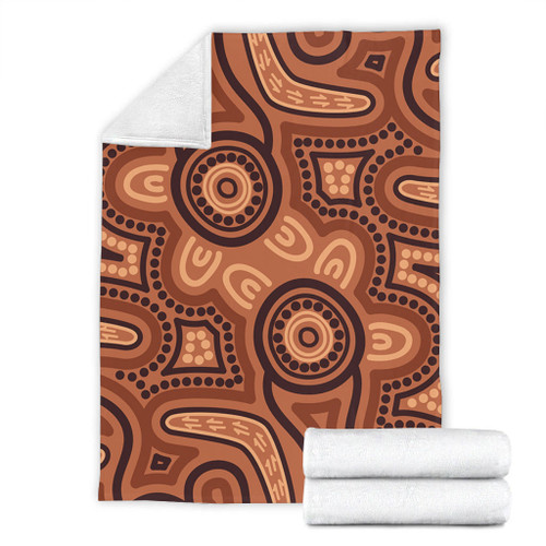 Australia Dot Painting Inspired Aboriginal Blanket - Brown Aboriginal Australian Art With Boomerang Blanket Australia Dot Painting Inspired Aboriginal Blanket - Brown Aboriginal Australian Art With Boomerang Blanket