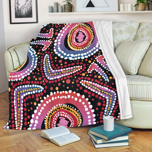 Australia Dot Painting Inspired Aboriginal Blanket - Boomerang From Aboriginal Art Blanket Australia Dot Painting Inspired Aboriginal Blanket - Boomerang From Aboriginal Art Blanket