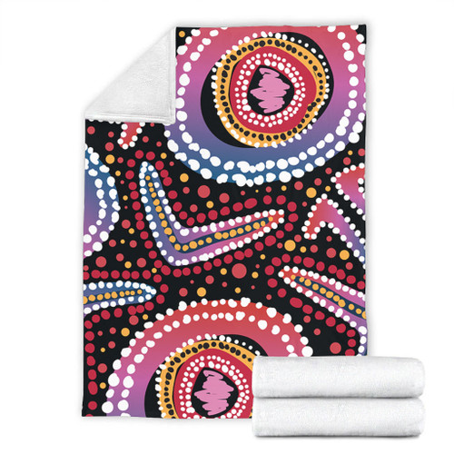 Australia Dot Painting Inspired Aboriginal Blanket - Boomerang From Aboriginal Art Blanket Australia Dot Painting Inspired Aboriginal Blanket - Boomerang From Aboriginal Art Blanket