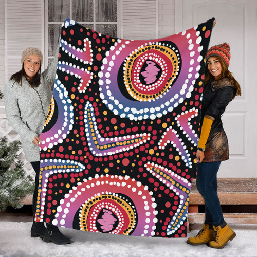 Australia Dot Painting Inspired Aboriginal Blanket - Boomerang From Aboriginal Art Blanket Australia Dot Painting Inspired Aboriginal Blanket - Boomerang From Aboriginal Art Blanket