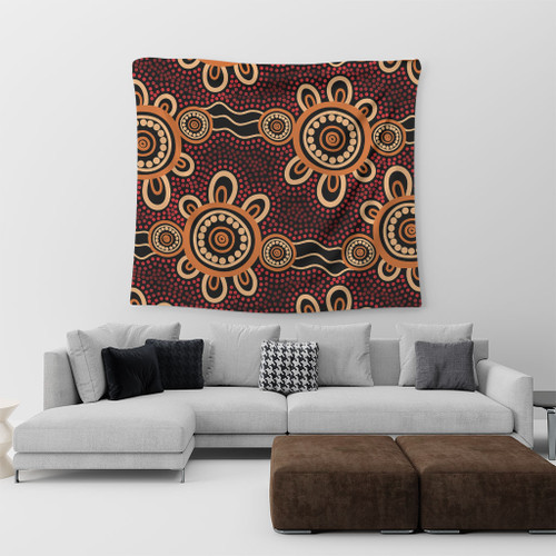 Australia Dot Painting Inspired Aboriginal Tapestry - Aboriginal Dot Pattern Painting Art Tapestry