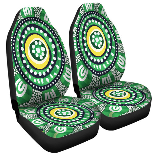 Australia Dot Painting Inspired Aboriginal Car Seat Cover - Green Aboriginal Inspired Dot Art Car Seat Cover Australia Dot Painting Inspired Aboriginal Car Seat Cover - Green Aboriginal Inspired Dot Art Car Seat Cover