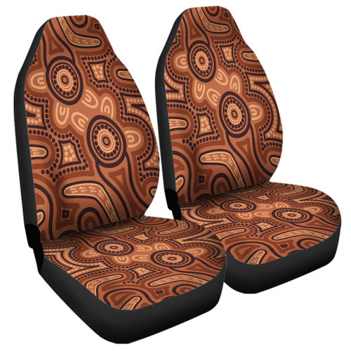 Australia Dot Painting Inspired Aboriginal Car Seat Cover - Brown Aboriginal Australian Art With Boomerang Car Seat Cover Australia Dot Painting Inspired Aboriginal Car Seat Cover - Brown Aboriginal Australian Art With Boomerang Car Seat Cover