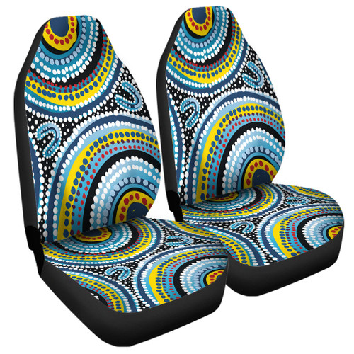 Australia Dot Painting Inspired Aboriginal Car Seat Cover - Blue Aboriginal Style Dot Art Car Seat Cover Australia Dot Painting Inspired Aboriginal Car Seat Cover - Blue Aboriginal Style Dot Art Car Seat Cover