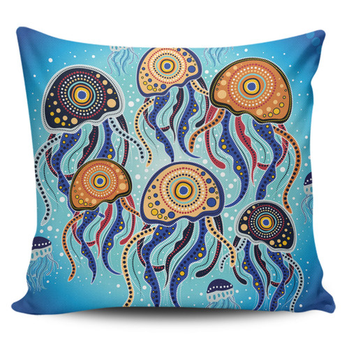Australia Dot Painting Inspired Aboriginal Pillow Cases - Jellyfish Art In Aboriginal Dot Style Pillow Cases Australia Dot Painting Inspired Aboriginal Pillow Cases - Jellyfish Art In Aboriginal Dot Style Pillow Cases