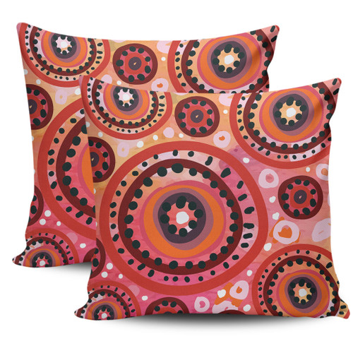 Australia Dot Painting Inspired Aboriginal Pillow Cases - Circle In The Aboriginal Dot Art Style Pillow Cases