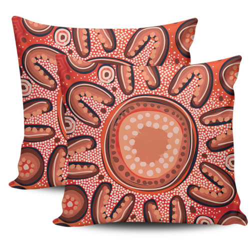 Australia Dot Painting Inspired Aboriginal Pillow Cases - Big Flower Painting With Aboriginal Dot Pillow Cases