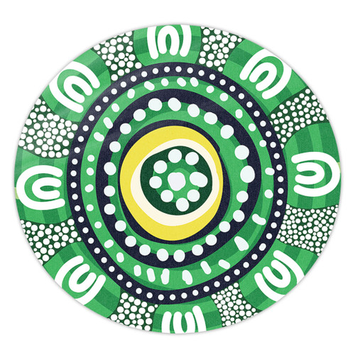 Australia Dot Painting Inspired Aboriginal Round Rug - Green Aboriginal Inspired Dot Art Round Rug Australia Dot Painting Inspired Aboriginal Round Rug - Green Aboriginal Inspired Dot Art Round Rug