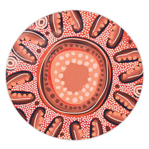 Australia Dot Painting Inspired Aboriginal Round Rug - Big Flower Painting With Aboriginal Dot Round Rug Australia Dot Painting Inspired Aboriginal Round Rug - Big Flower Painting With Aboriginal Dot Round Rug