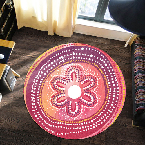 Australia Dot Painting Inspired Aboriginal Round Rug - Aboriginal Style Dot Round Rug Australia Dot Painting Inspired Aboriginal Round Rug - Aboriginal Style Dot Round Rug