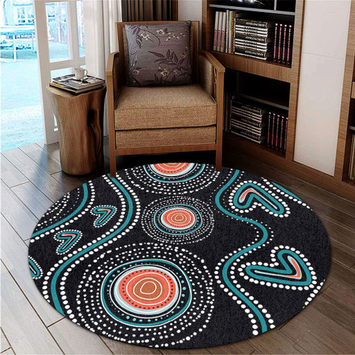 Australia Dot Painting Inspired Aboriginal Round Rug - Aboriginal Green Dot Patterns Art Painting Round Rug Australia Dot Painting Inspired Aboriginal Round Rug - Aboriginal Green Dot Patterns Art Painting Round Rug