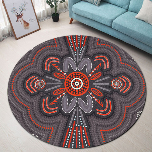 Australia Dot Painting Inspired Aboriginal Round Rug - Aboriginal Dot Indigenous Art Inspired Round Rug