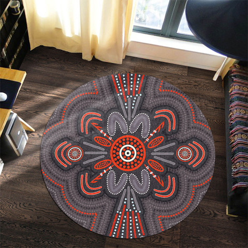 Australia Dot Painting Inspired Aboriginal Round Rug - Aboriginal Dot Indigenous Art Inspired Round Rug Australia Dot Painting Inspired Aboriginal Round Rug - Aboriginal Dot Indigenous Art Inspired Round Rug