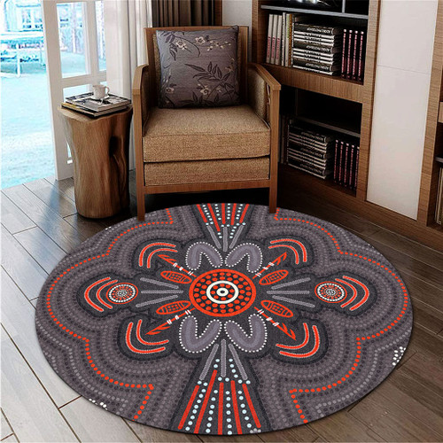Australia Dot Painting Inspired Aboriginal Round Rug - Aboriginal Dot Indigenous Art Inspired Round Rug Australia Dot Painting Inspired Aboriginal Round Rug - Aboriginal Dot Indigenous Art Inspired Round Rug