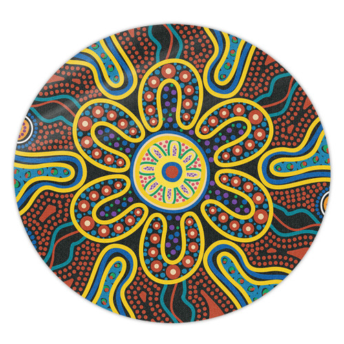 Australia Dot Painting Inspired Aboriginal Round Rug - Aboriginal Dot Art Color Inspired Round Rug Australia Dot Painting Inspired Aboriginal Round Rug - Aboriginal Dot Art Color Inspired Round Rug