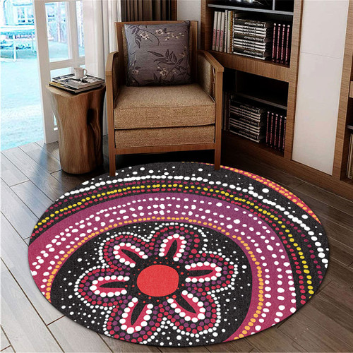 Australia Dot Painting Inspired Aboriginal Round Rug - Aboriginal Color Dot Inspired Round Rug Australia Dot Painting Inspired Aboriginal Round Rug - Aboriginal Color Dot Inspired Round Rug