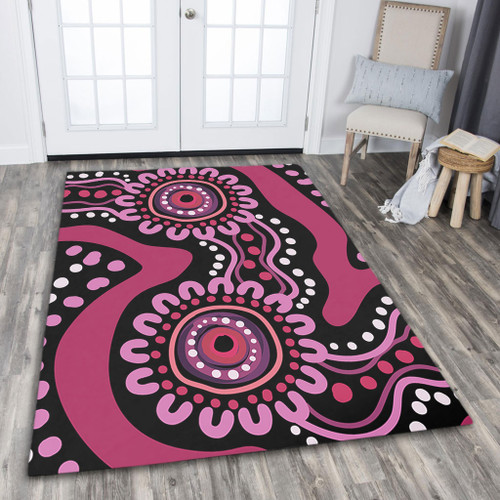 Australia Dot Painting Inspired Aboriginal Area Rug - Pink Flowers Aboriginal Dot Art Area Rug Australia Dot Painting Inspired Aboriginal Area Rug - Pink Flowers Aboriginal Dot Art Area Rug