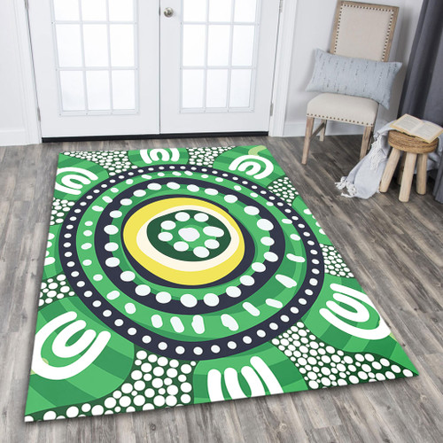 Australia Dot Painting Inspired Aboriginal Area Rug - Green Aboriginal Inspired Dot Art Area Rug Australia Dot Painting Inspired Aboriginal Area Rug - Green Aboriginal Inspired Dot Art Area Rug
