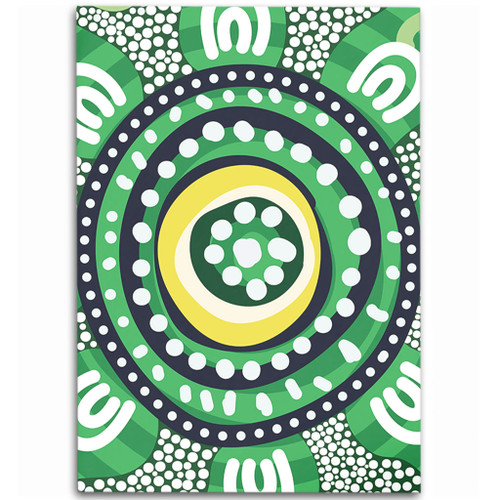 Australia Dot Painting Inspired Aboriginal Area Rug - Green Aboriginal Inspired Dot Art Area Rug Australia Dot Painting Inspired Aboriginal Area Rug - Green Aboriginal Inspired Dot Art Area Rug
