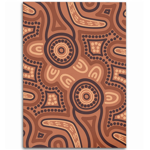 Australia Dot Painting Inspired Aboriginal Area Rug - Brown Aboriginal Australian Art With Boomerang Area Rug Australia Dot Painting Inspired Aboriginal Area Rug - Brown Aboriginal Australian Art With Boomerang Area Rug