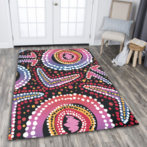 Australia Dot Painting Inspired Aboriginal Area Rug - Boomerang From Aboriginal Art Area Rug Australia Dot Painting Inspired Aboriginal Area Rug - Boomerang From Aboriginal Art Area Rug