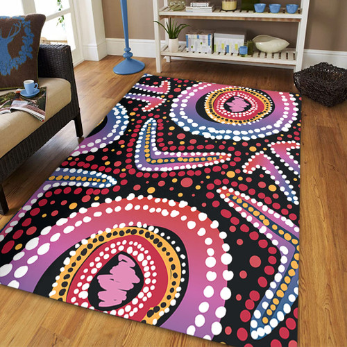 Australia Dot Painting Inspired Aboriginal Area Rug - Boomerang From Aboriginal Art Area Rug Australia Dot Painting Inspired Aboriginal Area Rug - Boomerang From Aboriginal Art Area Rug
