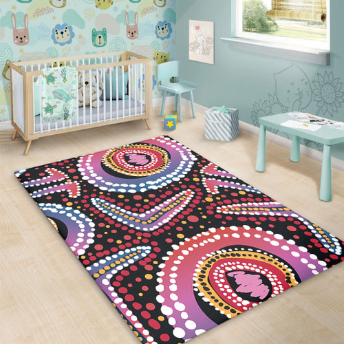 Australia Dot Painting Inspired Aboriginal Area Rug - Boomerang From Aboriginal Art Area Rug Australia Dot Painting Inspired Aboriginal Area Rug - Boomerang From Aboriginal Art Area Rug