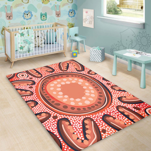 Australia Dot Painting Inspired Aboriginal Area Rug - Big Flower Painting With Aboriginal Dot Area Rug Australia Dot Painting Inspired Aboriginal Area Rug - Big Flower Painting With Aboriginal Dot Area Rug