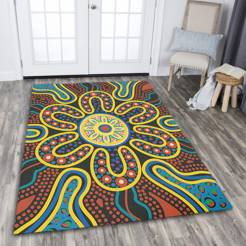 Australia Dot Painting Inspired Aboriginal Area Rug - Aboriginal Dot Art Color Inspired Area Rug Australia Dot Painting Inspired Aboriginal Area Rug - Aboriginal Dot Art Color Inspired Area Rug